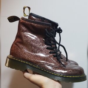 Dr. Martens BROWN glittery boots with zipper side size 5